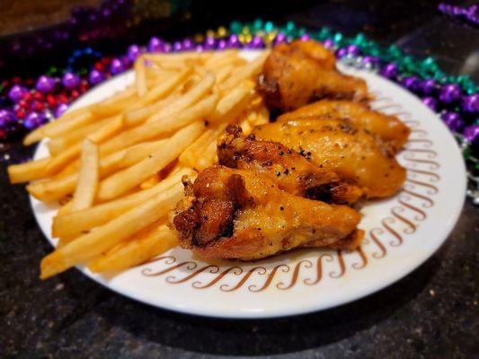 Lemon Pepper Wings with Fries