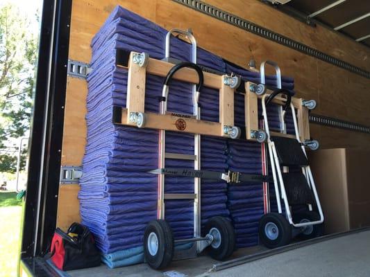 All of our trucks come standard with clean, premium moving pads and all the necessary tools and equipment.