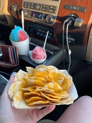 Nachos, strawberry shortcake and Hawaiian delight snowcones