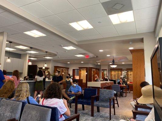 Waiting lounge and eye glass counter