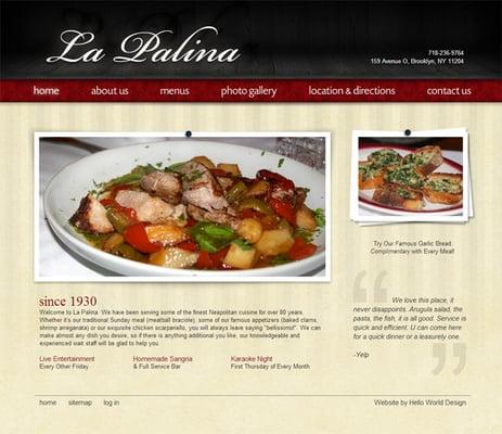 Custom Restaurant Website Design and Internet Marketing by Hello World Design