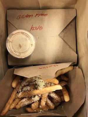 Bomb take out setup with the BOMBEST truffle fries