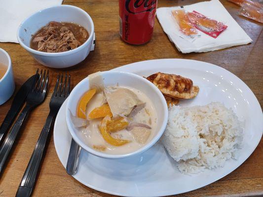 Chicken adobo and banana blossoms