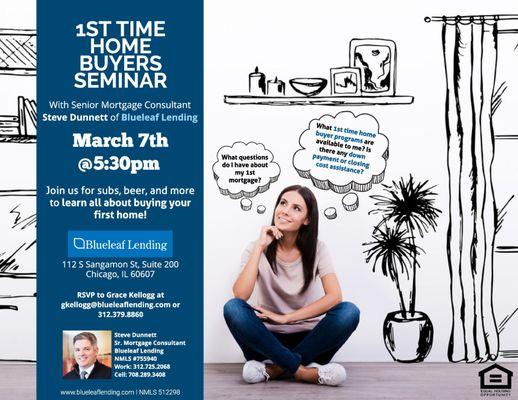 1st Time Home Buyers Seminar March 7th @5:30PM