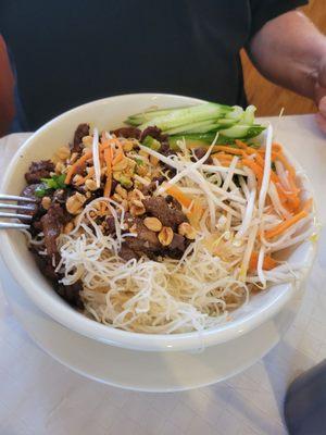 Vermicelli Bowl BBQ Pork and Eggroll (Egg roll was already eaten, sorry!)