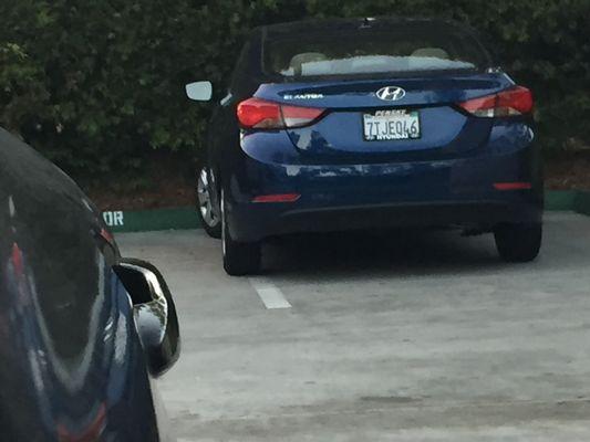 The old Hispanic woman that cleans here parks terribly. You'd think she'd park better at her place of employment. There aren't many spaces!