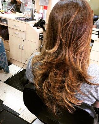 Cut, color, and style by Elida.