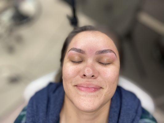 Eyebrow threading and lamination