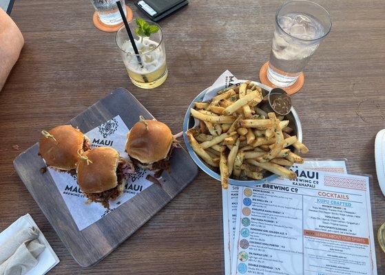 Sliders and fries