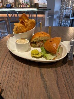 MAHI FISH SANDWHICH and SALTY POTATO CHIPS