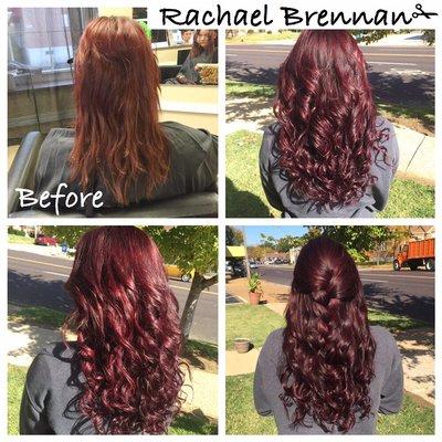 Full head of extensions and a fresh new color done by Rachael B.