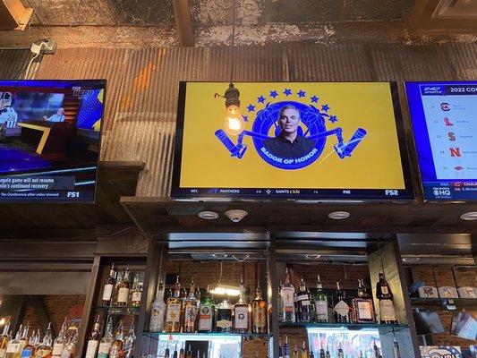 TVs throughout the bar