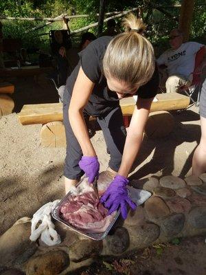 Bleeding control training during a wilderness first aid course