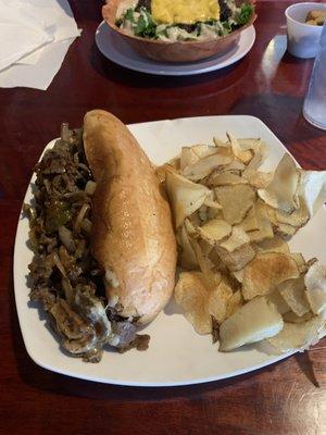 Philly Cheese Steak and raw fries