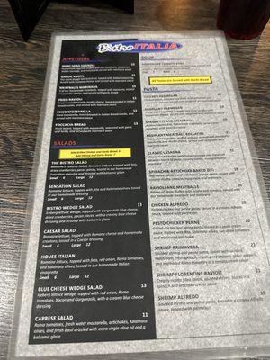 Menu options