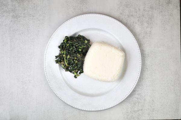 UGALI- A Kenyan Delicacy made of Corn Meal with Sauteed Collard Greens