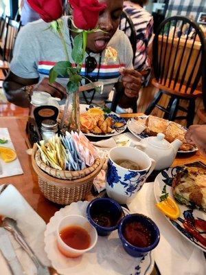 Fresh flowers at the table