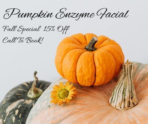 Marina Salon is open and taking appointments!  Treat yourself to a fall facial with the anti-aging benefits of pumpkin!