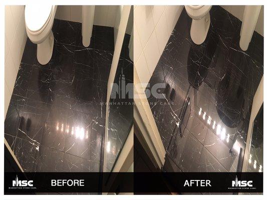 Black marble cleaning and polishing services.