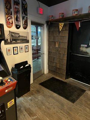 Inside the restaurant looking towards the entrance.