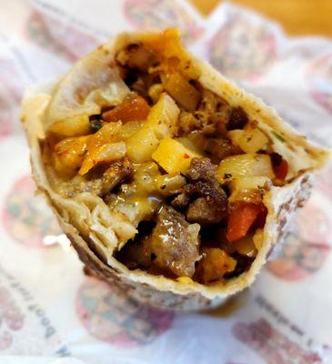 Inside the California Burrito. Carne, cheese, and fries