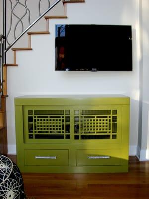 Altered and refinished credenza. Tinted lacquer.