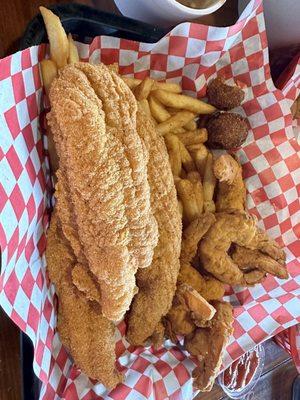 Catfish and shrimp with fries