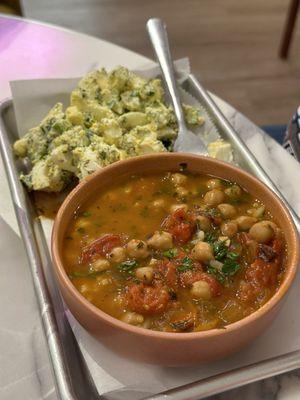 Soup and egg salad