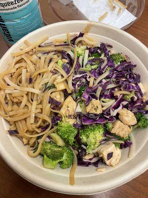 Custom Bowl  Rice Noodles, 3x Broccoli, 3x Cabbage, Chicken, Teriyaki Sauce