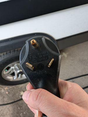 Bent prong on power cable