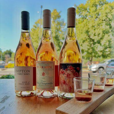 Selection of Rosé with a view of the park