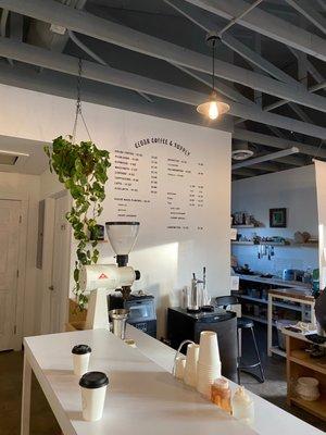 Menu and coffee bar