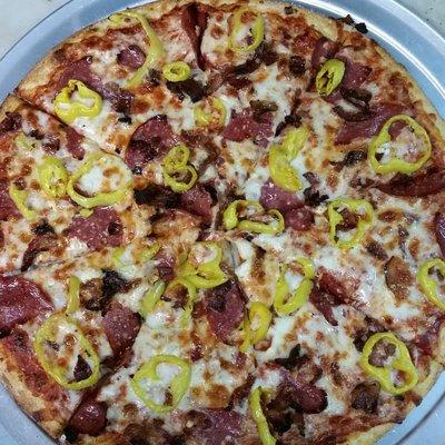 The Sofia: Banana Peppers, Salami, Feta Cheese, and Bacon