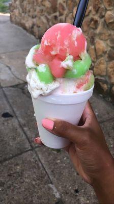 Strawberry Lemonade and Sour Apple Gelati w/ Vanilla Ice Cream