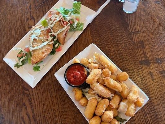 Cheese curds and empanadas