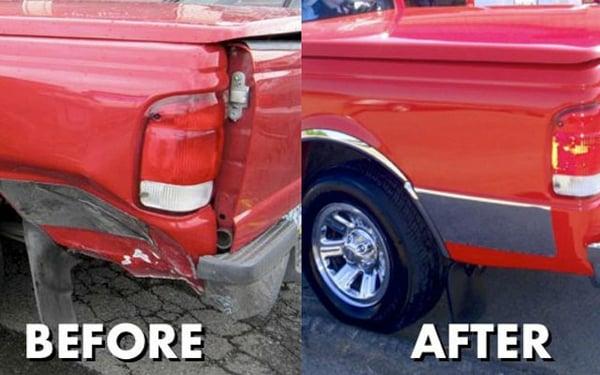 Before and After Photos of Repair done at Anderson Auto Body & Paint