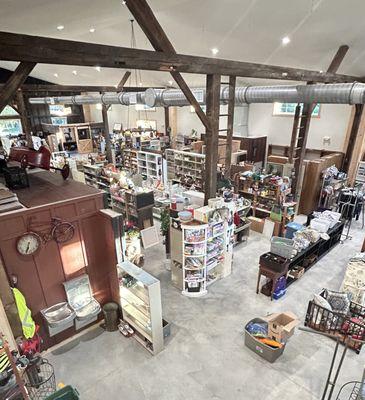 The overhead view with more old barn wood.