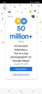 "Tommy" Decebal Adamescu Top Photographer badge on Google Maps 2023.