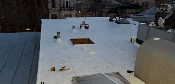 During installation of TPO roof In Dc.