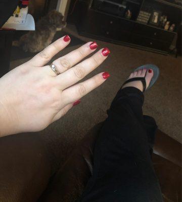 Gel nails and regular pedi for Christmas