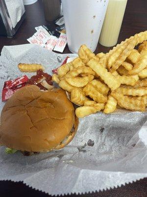 Hamburger and fries