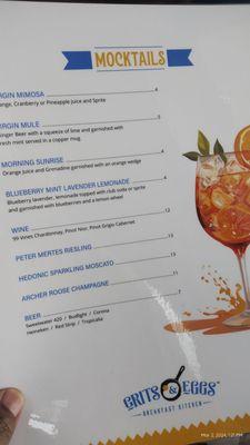 Mocktail Menu