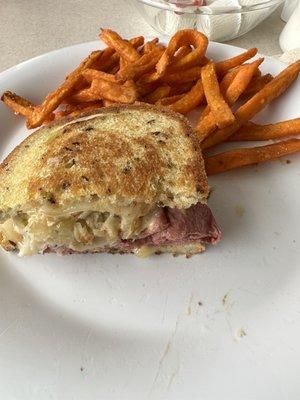 Reuben Sandwich. Delicious!  I done ate the other half. Lol