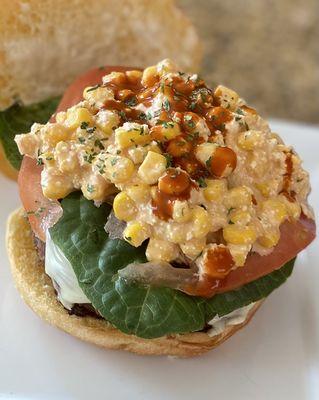 Mexican Corn Turkey Burger. Super tasty slightly spicy.