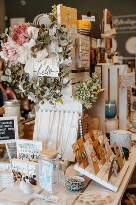 Inside the boutique. Cute jewelry items, custom items made by local vendors and more!