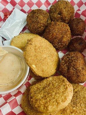 Boudin balls and fried squash