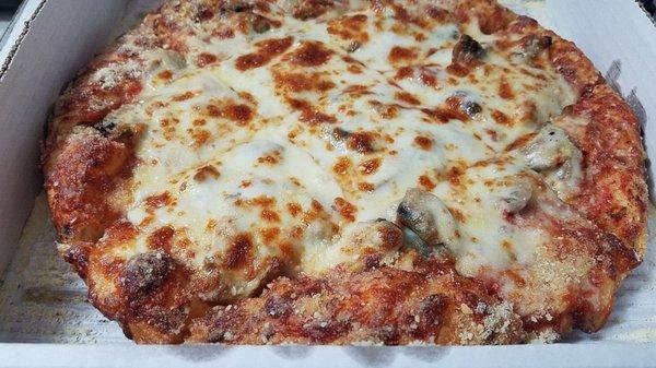 Mushroom and extra cheese pizza