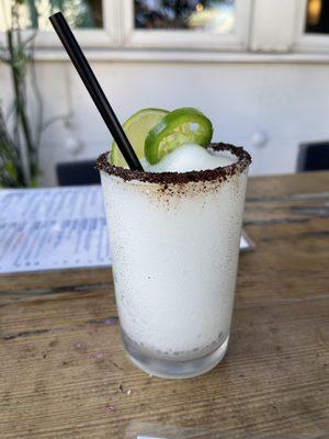 Spicy frozen margarita with chile salt