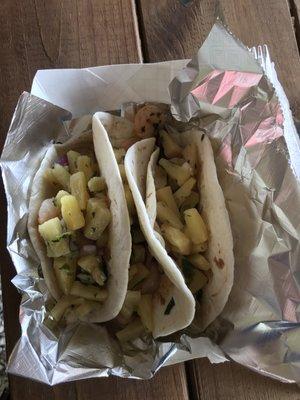 Shrimp taco special from Gayle's. Large tacos with plenty of shrimp.