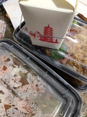 White rice, and look at these entree's tracked in nice strong containers for delivery